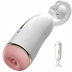 Abby - Şarjlı İnteraktif Hareket ve Ses Özellikli Güçlü Titreşimli Vantuzlu Teknolojik Suni Vajina Mastürbatör