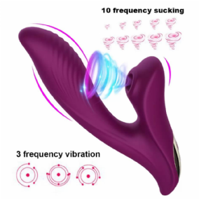 G-Spot Uyarıcı ve Klitoris Emiş Güçlü 2 in 1 Vibratör - Mor